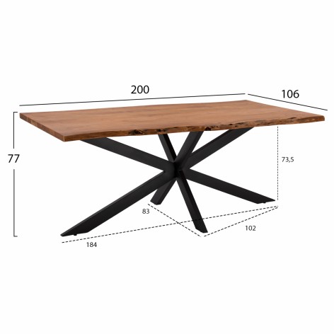 Τραπέζι από ακακία με μεταλλική βάση  0532935 